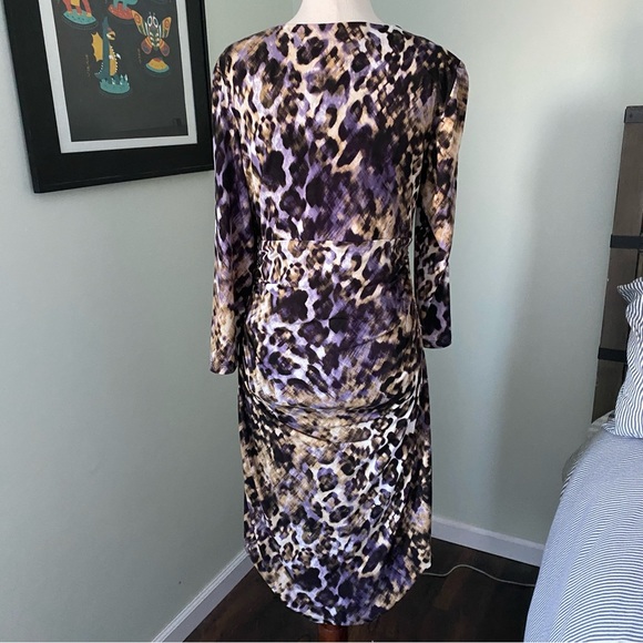 Lauren Ralph Lauren Women’s Brown Animal Print Bodycon Ruched Side Dress Size 6 - Picture 9 of 9
